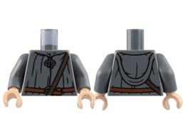 Torso Robe, Dark Brown Shoulder Belt, Reddish Brown Belt with Buckle Pattern / Dark Bluish Gray Arms / Light Nougat Hands: {тъмно каменно сив}