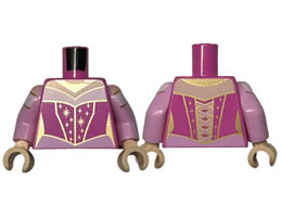 Torso Female Corset and Bright Pink and White Dress, Gold Stars and Sparkles Pattern / Bright Pink Arms with White Trim Pattern / Light Nougat Hands : {ярко пурпурен}