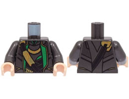 Torso Suit with Green Lapels, Black Shirt and Shoulder Belt with Gold Clasps Pattern / Pearl Dark Gray Arms / Light Nougat Hands: {титаниево метален}