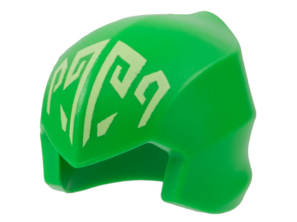 Minifigure, Headgear Ninjago Wrap / Hood Smooth with Bright Light Yellow Energy Symbols Pattern: {ярко зелен}
