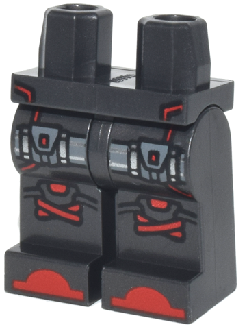 Hips and Legs with Silver Straps with Dark Bluish Gray Pouches, Red Knee Pads and Toes Pattern: {титаниево метален}