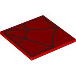 Tile 6 x 6 with Bottom Tubes with Black Spider Web Pattern: {ярко червен}