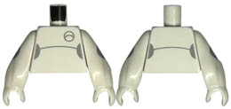 Torso with Light Bluish Gray Half Circles, Curved Line and Access Port Pattern / White Arms Long Straight with Fixed Hands with Circles Pattern : {бял}