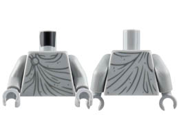 Torso Statue Robe with Dark Bluish Gray Gather Lines, Wrinkles, and Clasp at Right Shoulder Pattern / Light Bluish Gray Arms / Light Bluish Gray Hands : {умерено каменно сив}