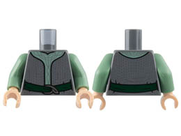 Torso Robe with Sand Green Center Panel, Silver Spots and Filigree, Dark Green Sash Pattern / Sand Green Arms / Light Nougat Hands: {тъмно каменно сив}