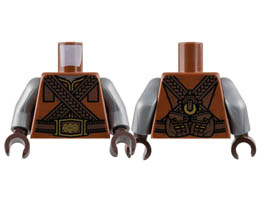 Torso Vest with Gold Trim, Dark Brown Belt and Crossbelts Pattern / Flat Silver Arms / Dark Brown Hands: {червеникаво-кафяв}