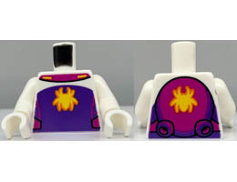 Torso Yellow Spider on Dark Purple Panel with Magenta Web and Side Panels Pattern / White Arms / White Hands: {бял}