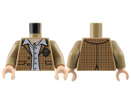 Torso Open Jacket, Medium Nougat Plaid, White Shirt, Silver Medal, Light Nougat Neck with Necklace Pattern / Dark Tan Arms / Light Nougat Hands : {пясъчно жълт}