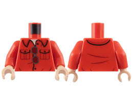 Torso Collar Shirt with 2 Pockets, Light Nougat Neck, Silver Glasses with Dark Red Lenses Pattern / Red Arms / Light Nougat Hands: {ярко червен}