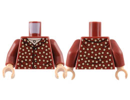Torso Shirt with Tan Polka Dots, Light Nougat Neck with Necklace Pattern / Dark Red Arms / Light Nougat Hands: {нов тъмно червен}