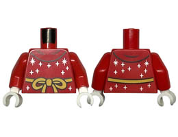 Torso Robe with Silver Stars and Sparkles and Yellow Bow Pattern / Red Arms / White Hands: {ярко червен}
