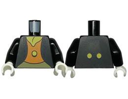 Torso Suit Jacket with Dark Blue Lapels, Orange Top with Yellow Button, Olive Green Pants Pattern / Black Arms / White Hands: {черен}