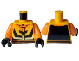 Torso Jacket with Black Lines and Back, Orange Flames and Belt Pattern / Orange Arms / Black Hands: {огнено жълто-оранжев}