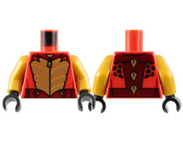 Torso Race Jacket, Gold Scales and Zipper, Dark Red Collar and Belt Pattern / Pearl Gold Arms / Black Hands: {ярко червен}