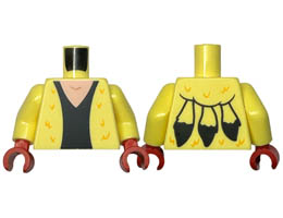 Torso Coat with Bright Light Orange Swirls / Feathers, Black Dress, Light Nougat Neck, Fur on Back Pattern / Bright Light Yellow Arms / Red Hands : {студено жълт}