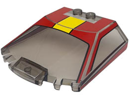 Windscreen 6 x 6 x 1 1/3 Straight Sides with Red Window Frame Outline and Roof and Yellow Stripe Pattern: {прозрачно кафяв}