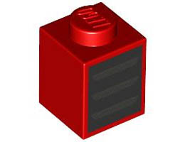 Brick 1 x 1 with Pearl Dark Gray Grille / Air Vents on Black Background Pattern: {ярко червен}