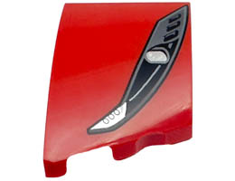Wedge 3 x 2 Left No Studs with Ferrari Car Headlight, Black and Pearl Dark Gray Casing, Silver Bulb Pattern: {ярко червен}