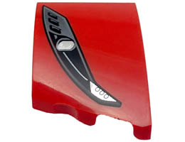 Wedge 3 x 2 Right No Studs with Ferrari Car Headlight, Black and Pearl Dark Gray Casing, Silver Bulb Pattern: {ярко червен}