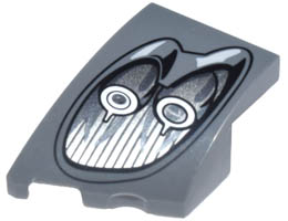 Wedge 3 x 2 Left No Studs with Pagani Utopia Car Headlight, 2 Silver Bulbs and Black Outline Pattern: {тъмно каменно сив}
