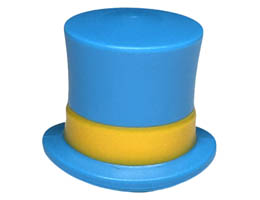 Minifigure, Headgear Hat, Top Hat Large with Molded Bright Light Orange Band Pattern: {тъмно небесносин}