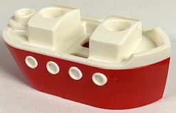 Minifigure Costume Ferry Boat / Ship with Molded White Top Pattern: {ярко червен}