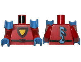 Torso Yellow and Dark Red Triangular Shield with Black Outline, Belt, Medium Blue Spine Fins on Back Pattern / Red Double Arms with Shields Pattern / Medium Blue Hands : {ярко червен}