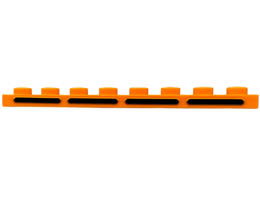 Plate 1 x 8 with 4 Black Rounded Stripes with Bright Light Yellow and Dark Orange Outlines (Air Vents) Pattern: {ярко оранжев}
