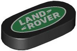 Tile, Round 1 x 2 Oval with Land Rover Logo Pattern: {черен}