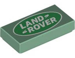 Tile 1 x 2 with Groove with Land Rover Logo Pattern: {пясъчно зелен}
