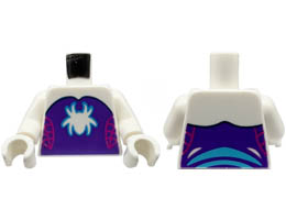 Torso Dark Purple Strapless Top, Spider with Medium Azure Outline, Magenta Webbing on Sides Pattern / White Arms / White Hands: {бял}