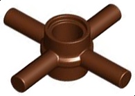 Technic, Pin Connector Hub with 4 Bars and Through Pin Hole: {червеникаво-кафяв}