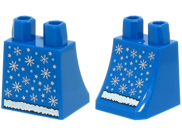 Lower Body, Skirt with Silver and Bright Light Blue Snowflakes and Stars and White Fur Trim Pattern (BAM): {ярко син}