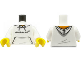 Torso Hoodie with Pocket and Black McLaren over Orange Shirt Pattern / White Arms / Yellow Hands: {бял}