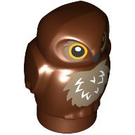 Owl, Small with Bright Light Orange Eyes, Dark Tan Feathers and Black Beak Pattern: {червеникаво-кафяв}
