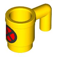 Minifigure, Utensil Cup with Black and Red X-Men Logo Pattern: {ярко жълт}