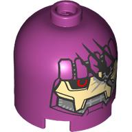 Brick, Round 2 x 2 x 1 2/3 Dome Top with Damaged Sentinel Face Pattern: {ярко червеникаво-виолетов}