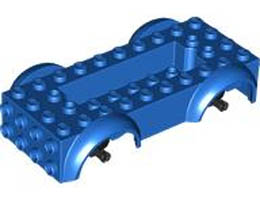 Vehicle, Base 5 x 10 x 2 1/2 with Mudguards and 6 x 2 Recessed Center with 3 Holes with Black Wheels Holders Attached: {ярко син}