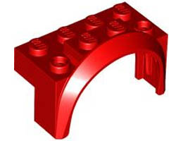 Vehicle, Mudguard 4 x 2 1/2 x 2 with Arch Round: {ярко червен}