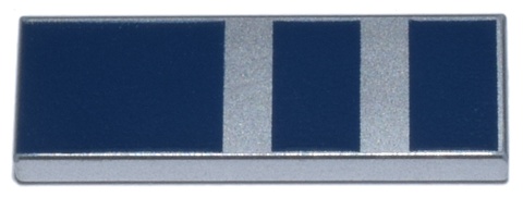 Tile 1 x 3 with Dark Blue Rectangles Pattern (BrickHeadz R2-D2 Head): {металическо сребрист}
