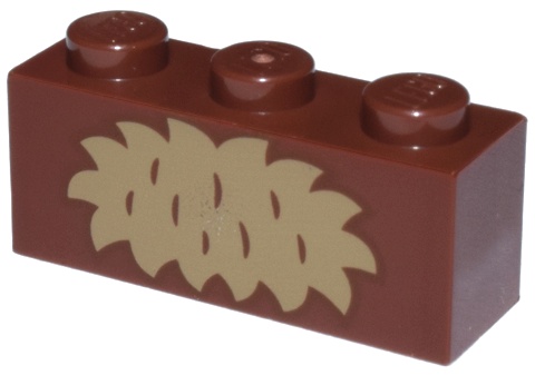 Brick 1 x 3 with Dark Tan Fur Pattern (BrickHeadz Wicket Torso): {червеникаво-кафяв}