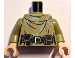 Torso Female Hooded Shirt Camouflage with Sand Green and Dark Tan Spots, Black Belt with Holster and Pouch Pattern / Olive Green Arms / Light Nougat Hands : {маслинено зелен}