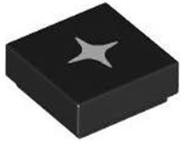 Tile 1 x 1 with Groove with White Sparkle / Star Pattern: {черен}