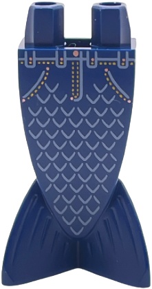 Tail, Mermaid / Merman Straight with Sand Blue Scales, Denim Pockets, Copper Buttons and Bright Light Orange Stitching Pattern (BAM): {земно син}