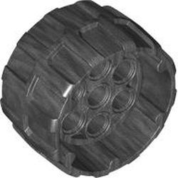 Wheel Hard Plastic, Treaded with 7 Pin Holes and Inner Ring (37mm D. x 22mm): {титаниево метален}
