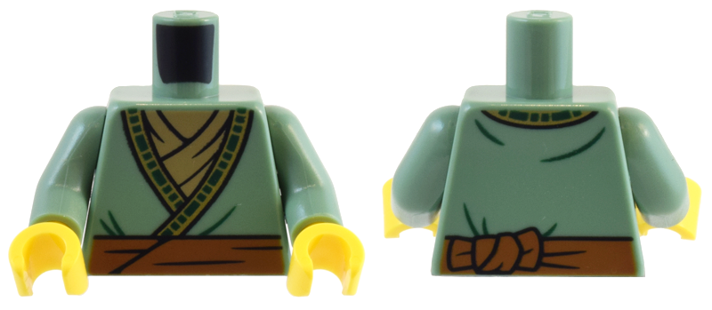 Torso Robe with Dark Green and Gold Trim and Dark Orange Belt over Dark Tan Shirt Pattern / Sand Green Arms / Yellow Hands: {пясъчно зелен}