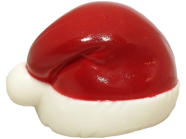 Minifigure, Headgear Cap, Santa with Dark Red Top Pattern (BAM): {бял}