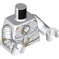 Torso Layered Wrappings, Gold Crescent Moon, Shoulders, and Thin Belt with Circle Buckle Pattern / White Arms with Layered Wrappings and Gold Crescent Moons Pattern / White Hands: {бял}