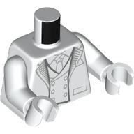 Torso Suit Jacket Open with Pockets and Light Bluish Gray Lines on Lapels over Vest with Buttons, Tie, Pocket Square Pattern / White Arms / White Hands: {бял}