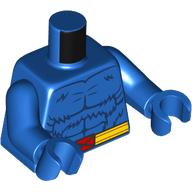 Torso Dark Blue Fur and Muscles Outline, Yellow Belt with Red X-Men Logo Buckle Pattern / Blue Arms / Blue Hands: {ярко син}